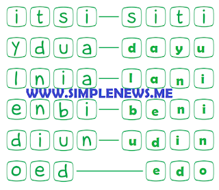 Susunlah huruf-huruf sesuai dengan nama teman Siti www.simplenews.me