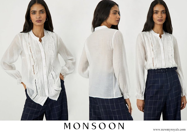 The Countess of Wessex wore Monsoon Amanda Frill Front Pintuck Top Ivory