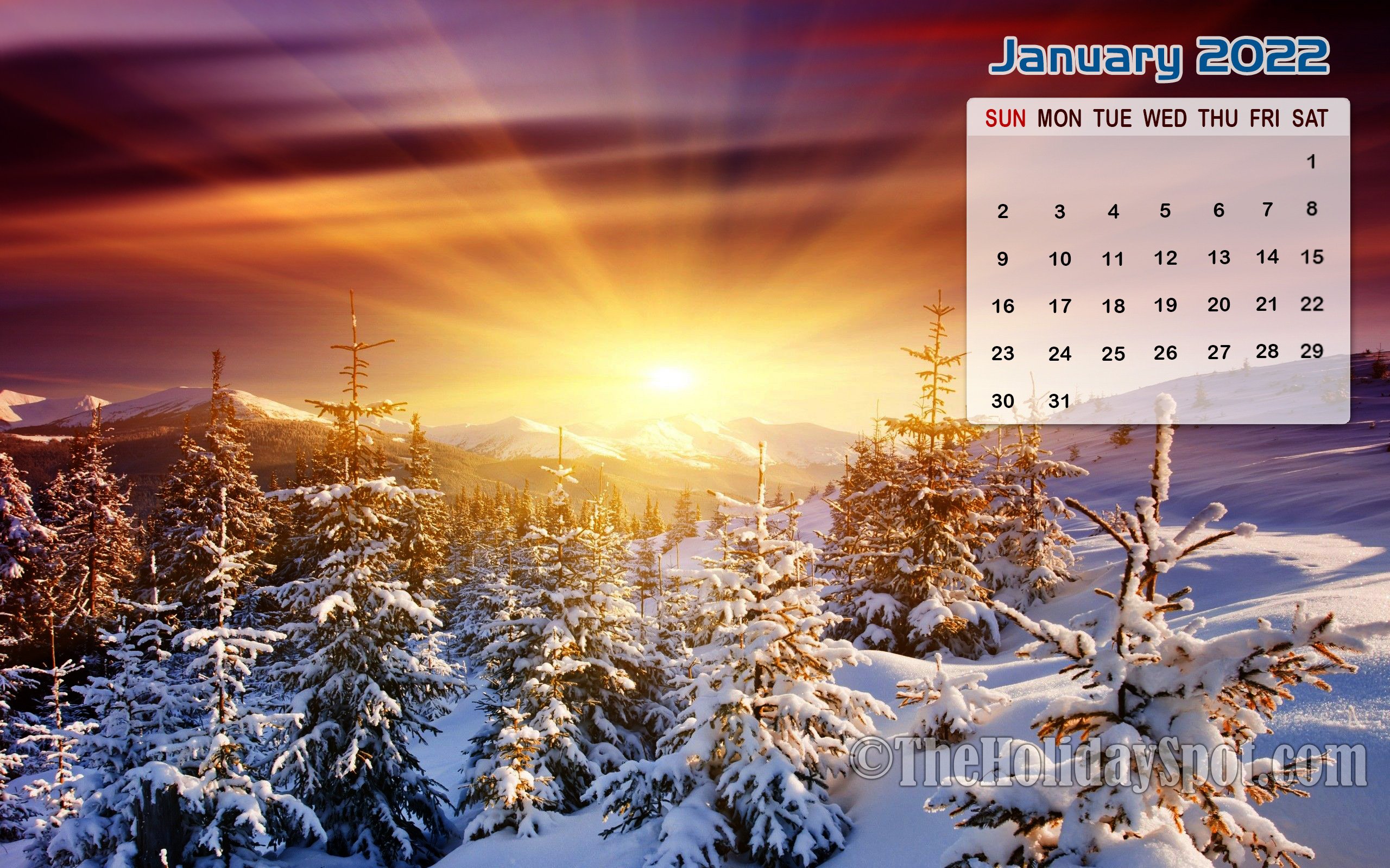 January 2022 Calendar Wallpaper