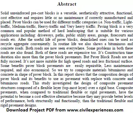 Civil Engineering Project Report on Concrete Paver Block