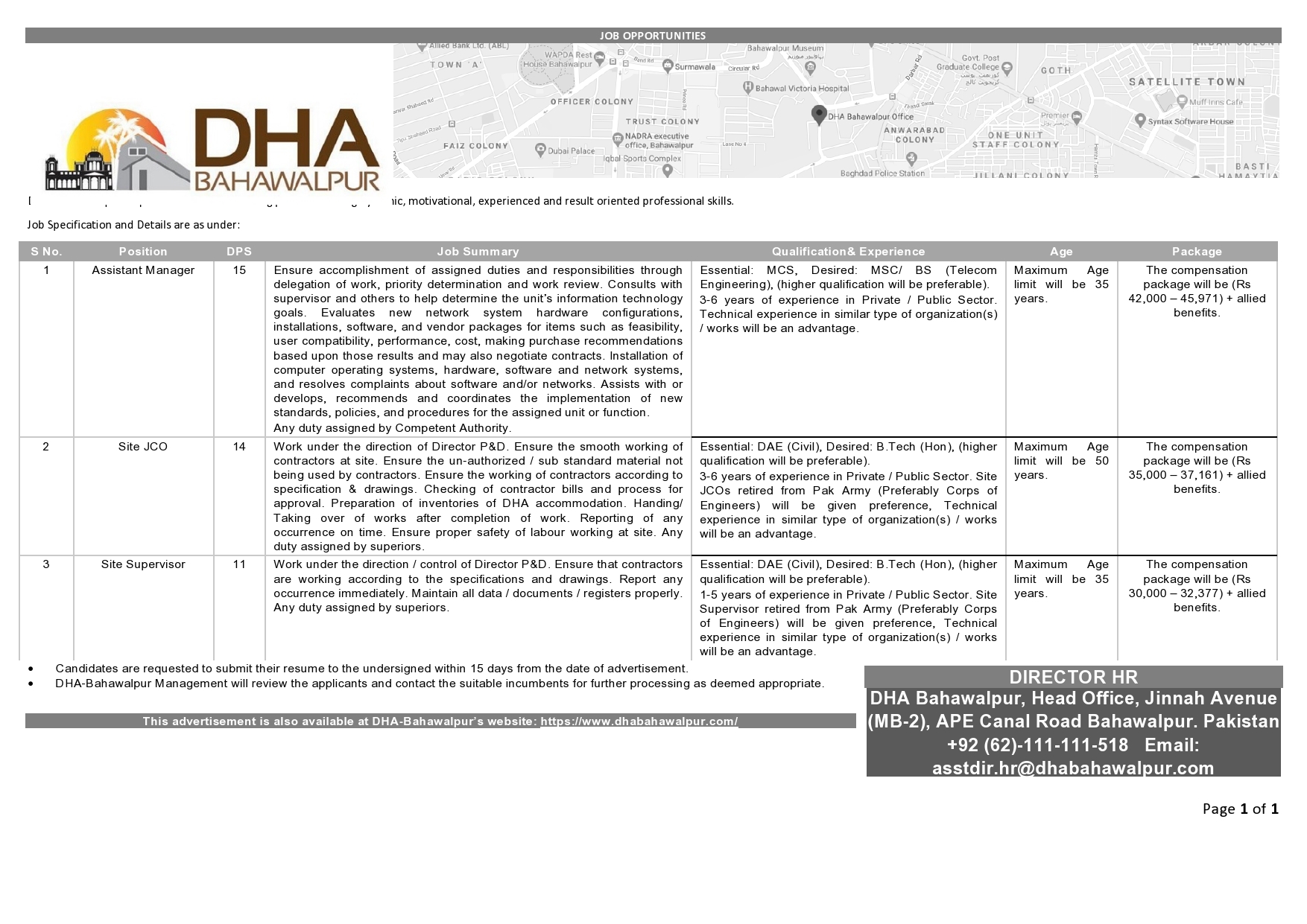 Defence Housing Authority DHA Bahawalpur Jobs 2021 Latest