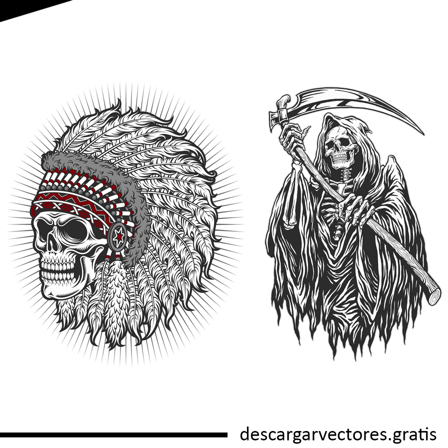 vectores de calaveras indias