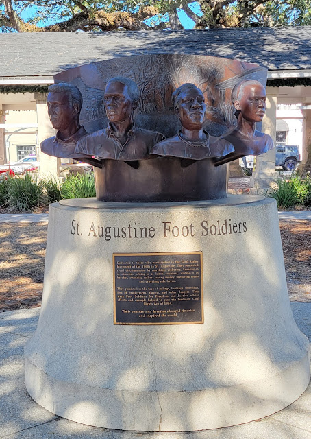 The Foot Soldiers Monument at Plaza de la Constitution in front of the old Slave Market in St. Augustine Florida
