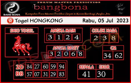 Prediksi HK Bang Bona Rabu 05 Juli 2023