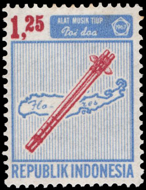 Indonesian Postage Stamp I-97 Musical Instruments, Foy Doa 1.25 rupiah 1967