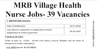 MRB Village Health Nurse Jobs- 39 Vacancies