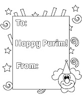 Happy Purim greeting card coloring page