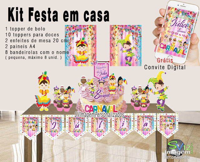 Festa Carnaval Frevo Dicas e Ideias para Decoração de Festa Personalizados kit festa em casa
