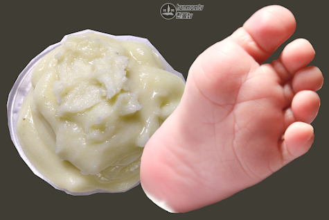 homemade foot cream with soft healthy foot