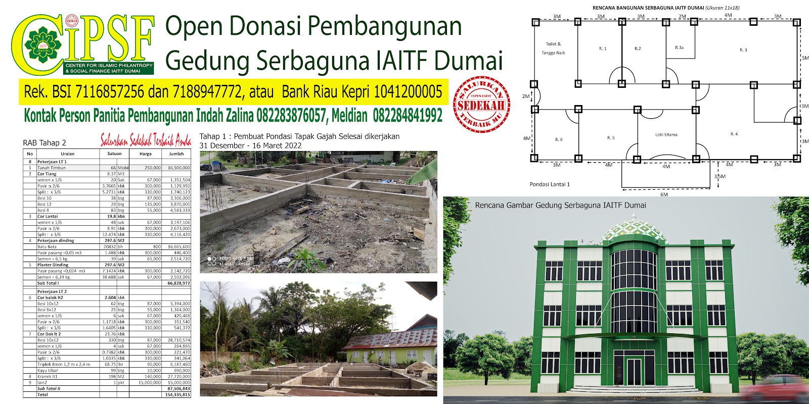Open Donasi Pembangunan Gedung Serbaguna IAITF