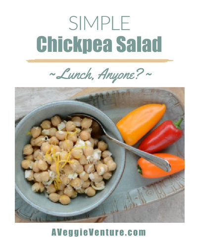 Simple Chickpea Salad, just three ingredients ♥ AVeggieVenture.com. Lunch, anyone?