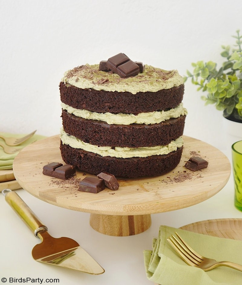 Gâteau au Chocolat et Glaçage au Thé Matcha Vert - recette facile et rapide à faire pour un goute anniversaire pour pour fêter la St Patrick!