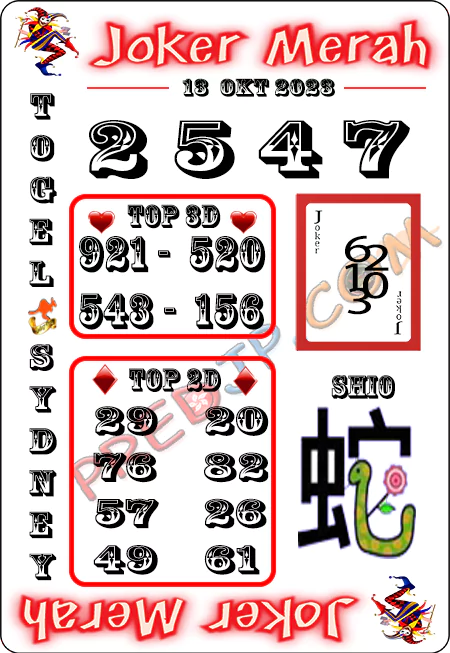 Prediksi Joker Merah Sdy Jumat 13-Oktober-2023