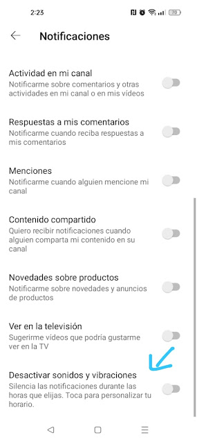 Desactivar sonido y vibraciones de las notificaciones