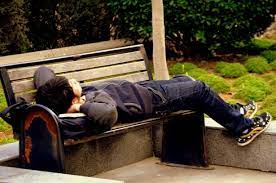 sleeping in bench