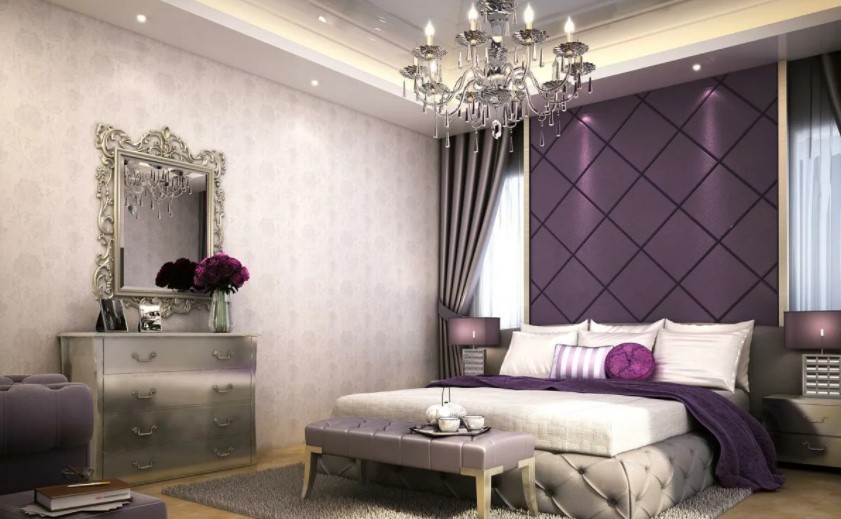 purple and silver bedroom decor ideas