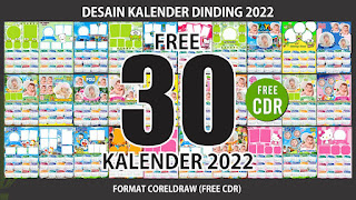 Free Template 30 Kalender Dinding Karakter Anak 2022 CDR