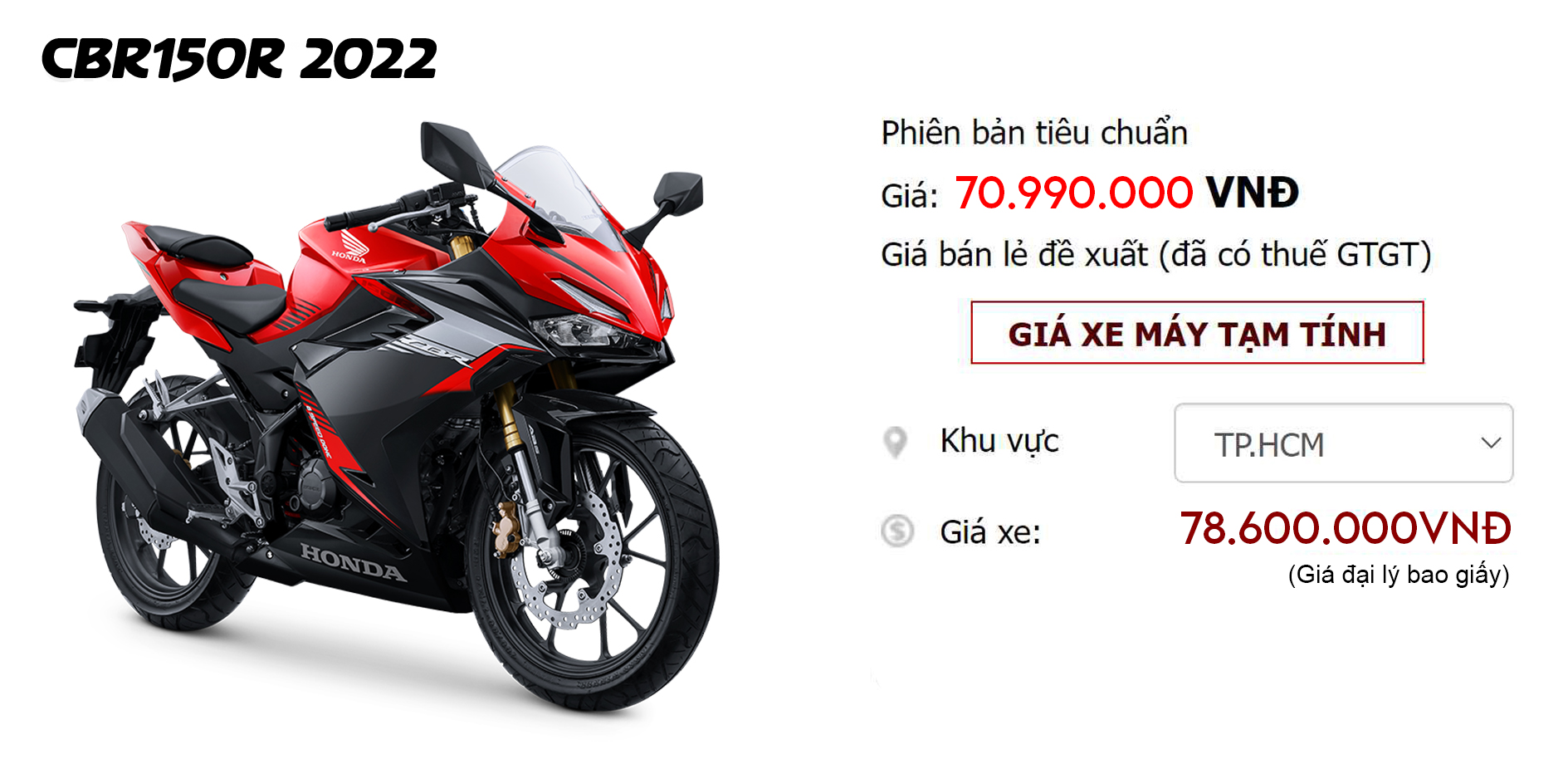 Giá Xe Máy Honda CBR150R Mới Nhất Hôm Nay Tháng 1/2022