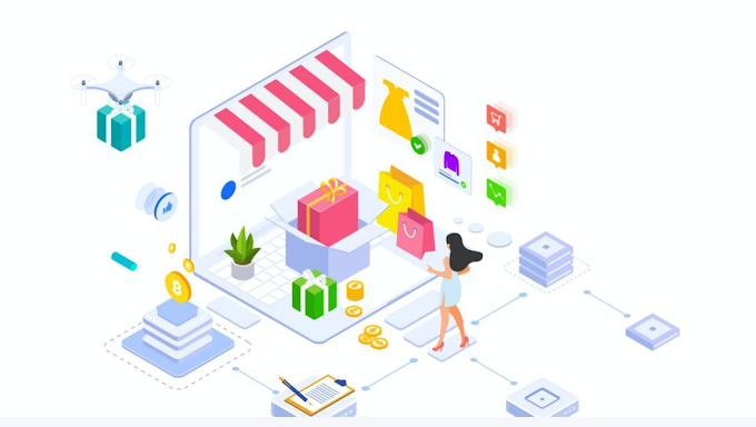 E-Commerce On Blockchain Platform Isometric