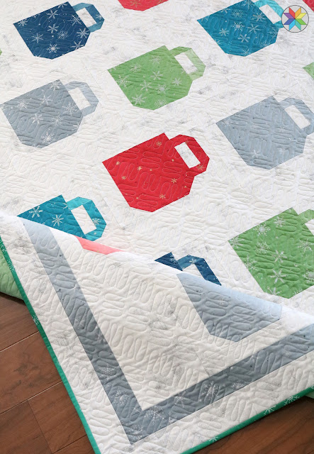 Parquet Pop longarm quilting on a Mod Mugs quilt