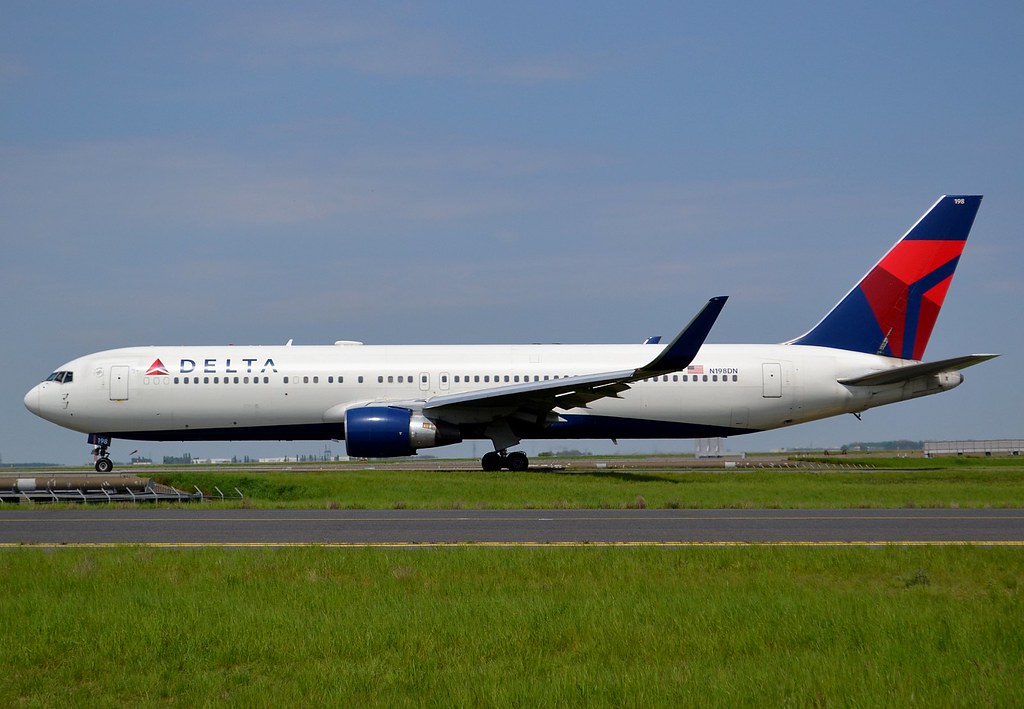 An emergency slide from a Boeing 767 operated by Delta Air Lines mistakenly deploys