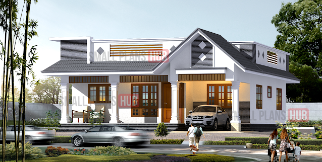 3 BHK Single floor House plan and Elevation under 1250 sq.ft.
