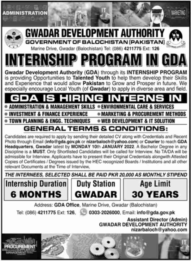 China Gwadar Internship Program 2022 | Gwadar Development Authority