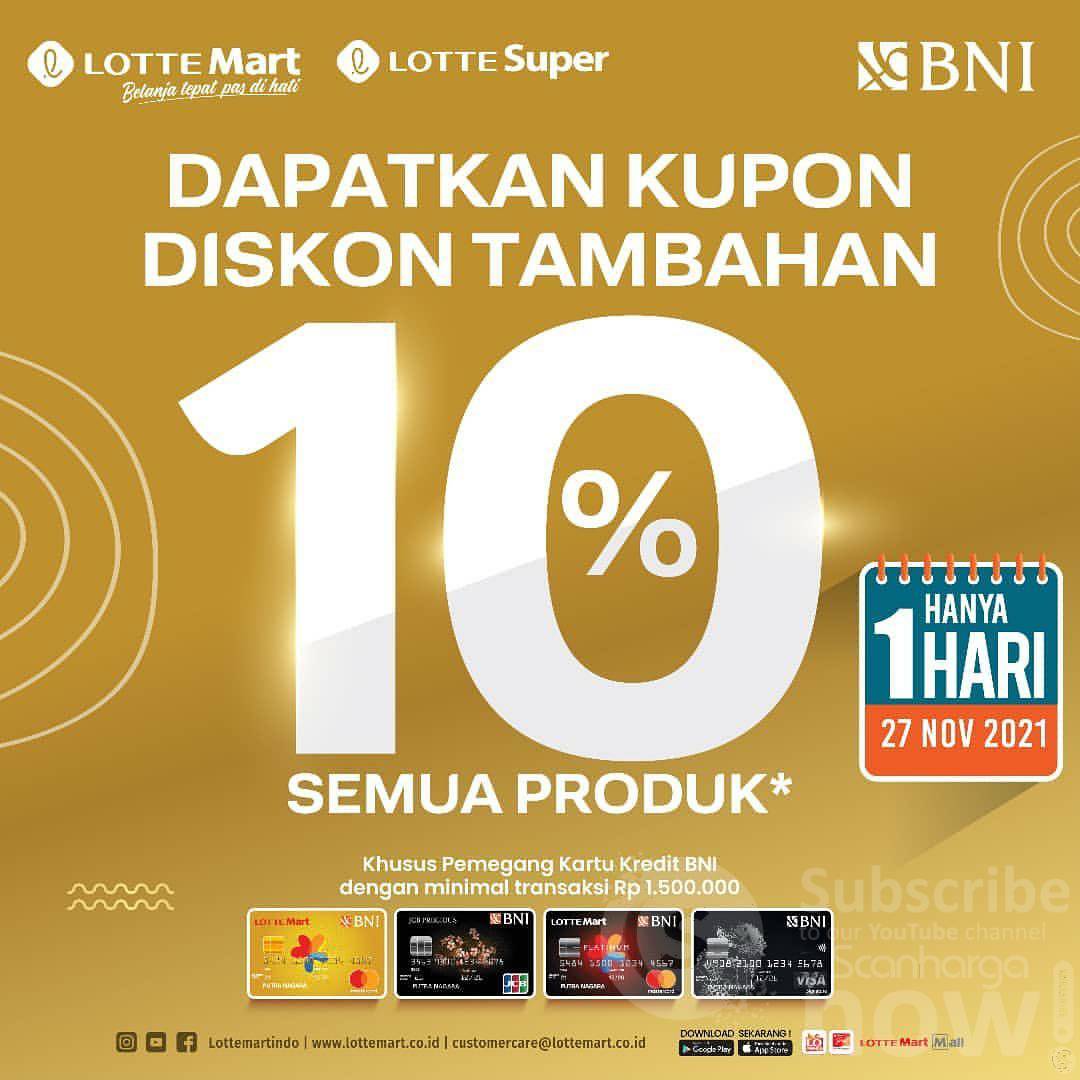 Lottemart Promo Kupon Diskon Tambahan 10% dengan Kartu Kredit BNI