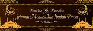 CONTOH SPANDUK RAMADHAN 1443 H/ 2022 M WARNA COKLAT EMAS