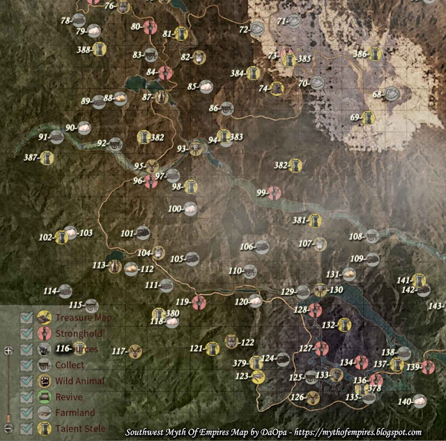 Southwest sector map from Myth of Empires