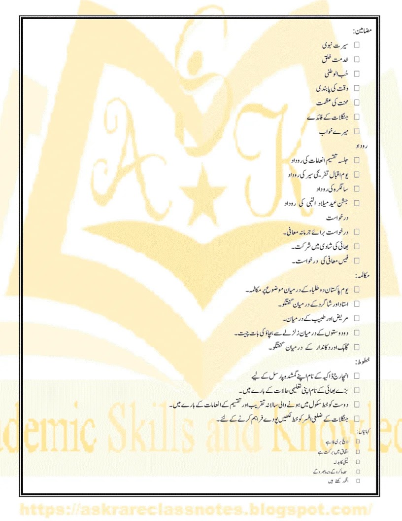 urdu essays for class 8