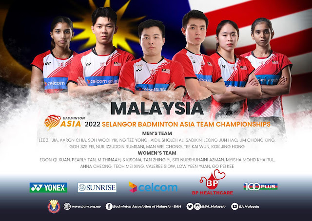 Pemain Malaysia Perlawanan Kejohanan Badminton Asia Team Championships 2022