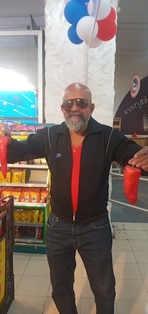 Giant size chillies sold in " Carrefour supermarket.