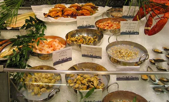 Seafood counter in Harrods food hall