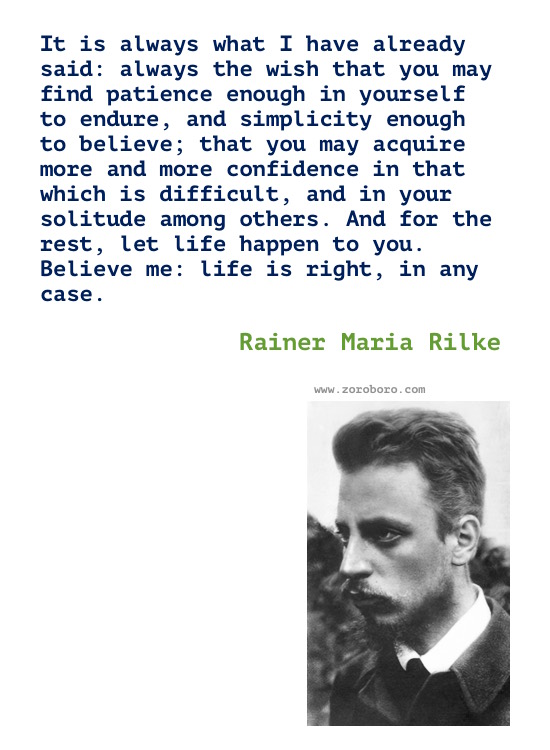 Rainer Maria Rilke Quotes, Rainer Maria Rilke Poems, Rainer Rilke Poetry, Feelings, Life, Love, Solitude Quotes. Rainer Maria Rilke Books Quotes