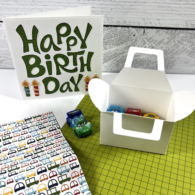 Birthday Card and Gift Box made with Lori Whitlock cut file