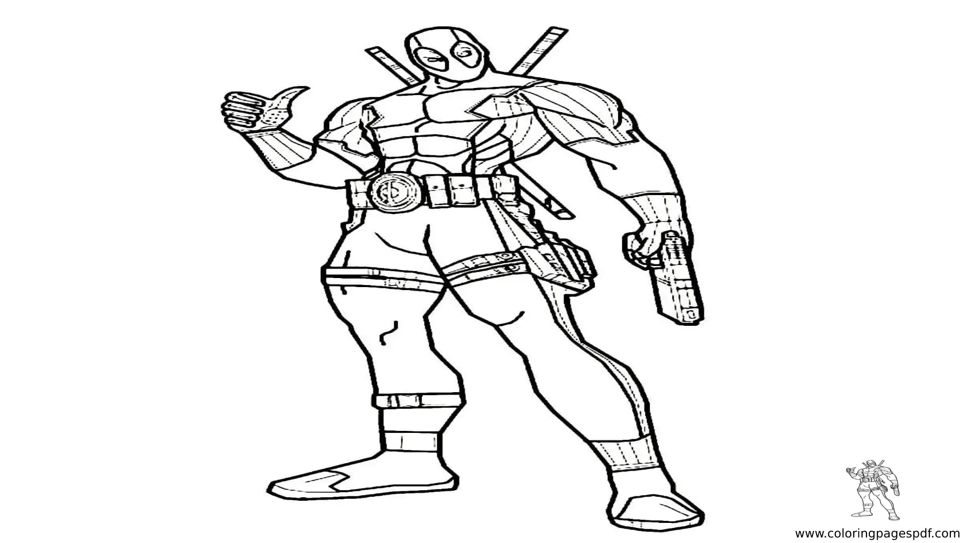 Coloring Pages Of Deadpool Giving A Thumbs Up