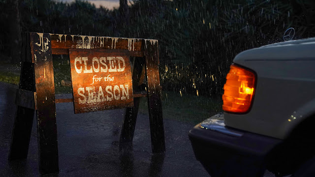 closed for the season sign and car