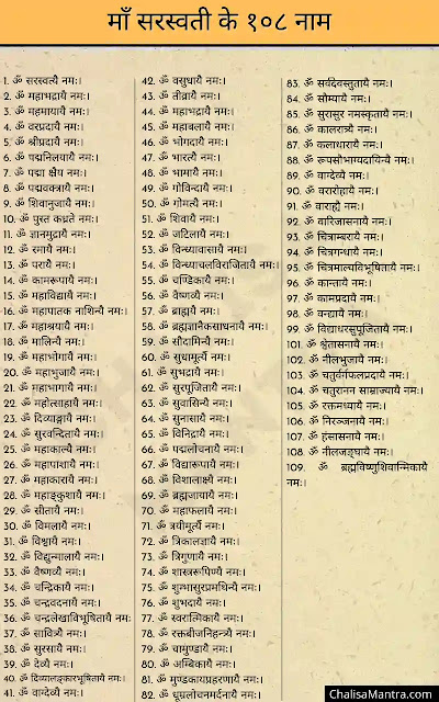 108 names of saraswati in hindi