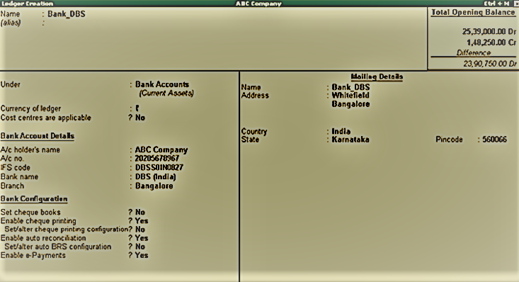 What is Bank Ledgers in tally ERP 9 