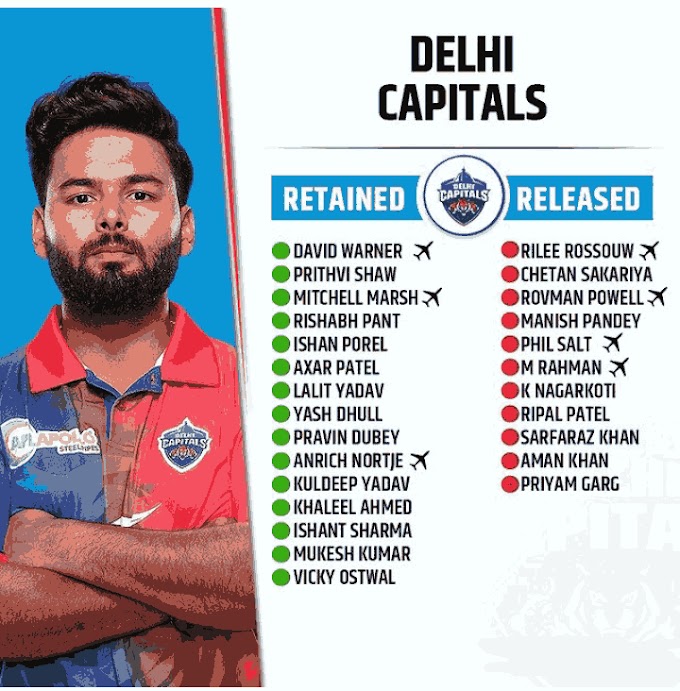 Delhi Capitals  Released Retained Players 2024