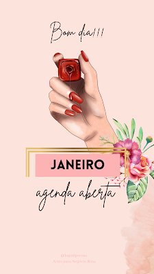 Bom dia!!! JANEIRO. Agenda Aberta. Unhas Esmalte Vermelho