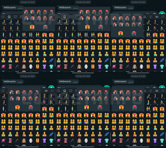 واتساب يختبر إقران أزواج مختلفة من الرموز التعبيرية ومع درجات ألوان مختلفة