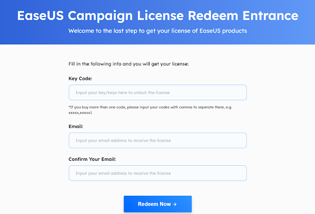 EaseUS Campaign License Redeem Entrance