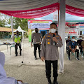 Polsek Teluk Mengkudu Monitoring dan Pengamanan vaksinasi pfizer dosis II di Kantor Desa Pasar Baru