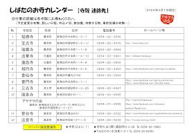 ４月のお寺カレンダー（裏）