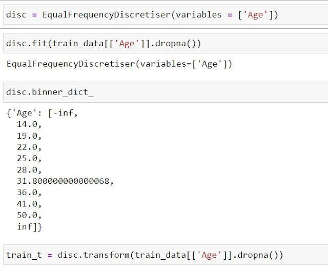 Initializing the Equal Frequency Discretiser