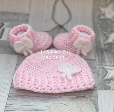 Crochet Baby Set Baby Hat and Booties matching set Crochet patterns FREE