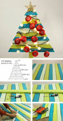 medidas de Árboles de Navidad hechos con palets de madera reciclados