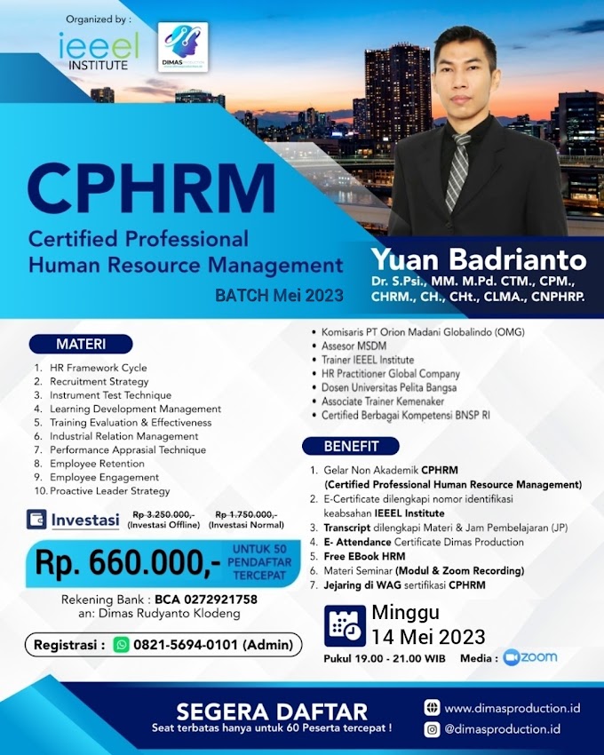 WA.0821-5694-0101 | Certified Professional Human Resource Management (CPHRM) 14 Mei 2023